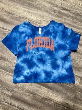 Florida Gators Blue Tie-Dye Cropped Top